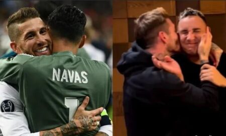 Sagio Ramos kisses Navas and writes heartfelt goodbye message to ex-Real Madrid team-mate